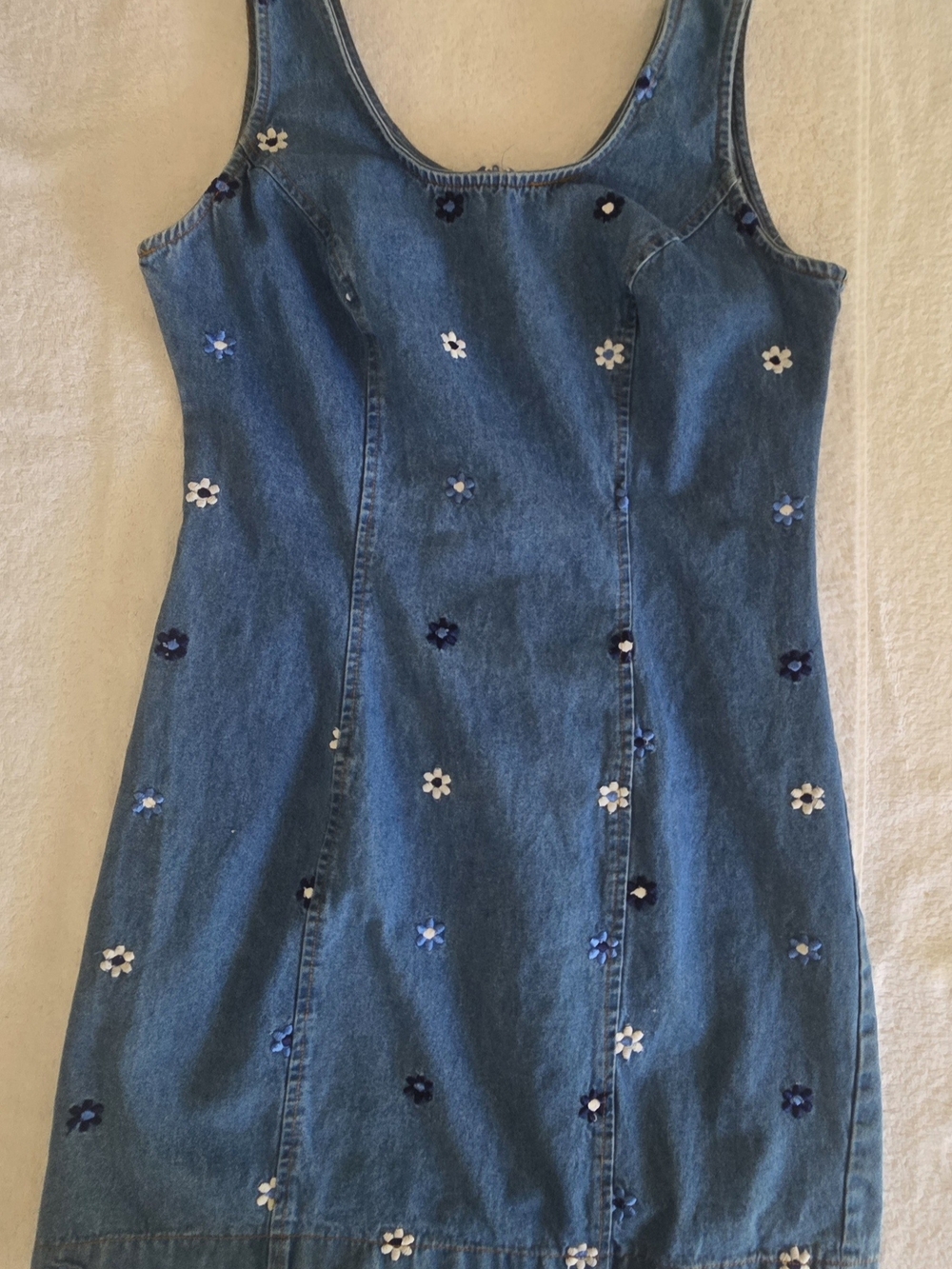 Vintage California Concepts Flower Denim Dress Coquette Y2K Grunge Mini